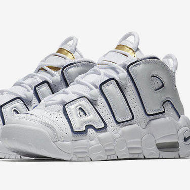 GS独占，白/深藏青/金属金色Nike Air More Uptempo