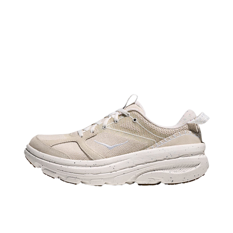 推荐商品：HOKA ONE ONE BONDI B3 复古 缓震 透气 圆头系带 厚底 回弹 运动休闲鞋 霜白色/胡椒灰
