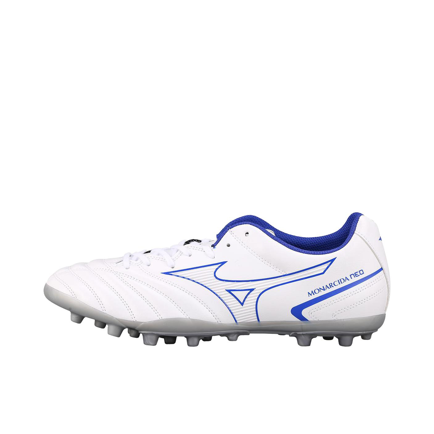 推荐商品：Mizuno/美津浓  Monarcida Neo 2 AG  人造草坪 防滑耐磨 轻便 舒适百搭 碎钉短钉  足球鞋 白色/蓝色