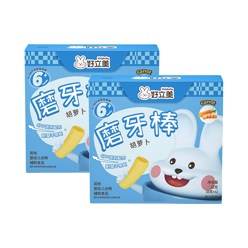 推荐商品：好立美/Holy Baby 婴幼儿磨牙棒婴儿零食无添加口欲期出牙期带绳带防掉绳