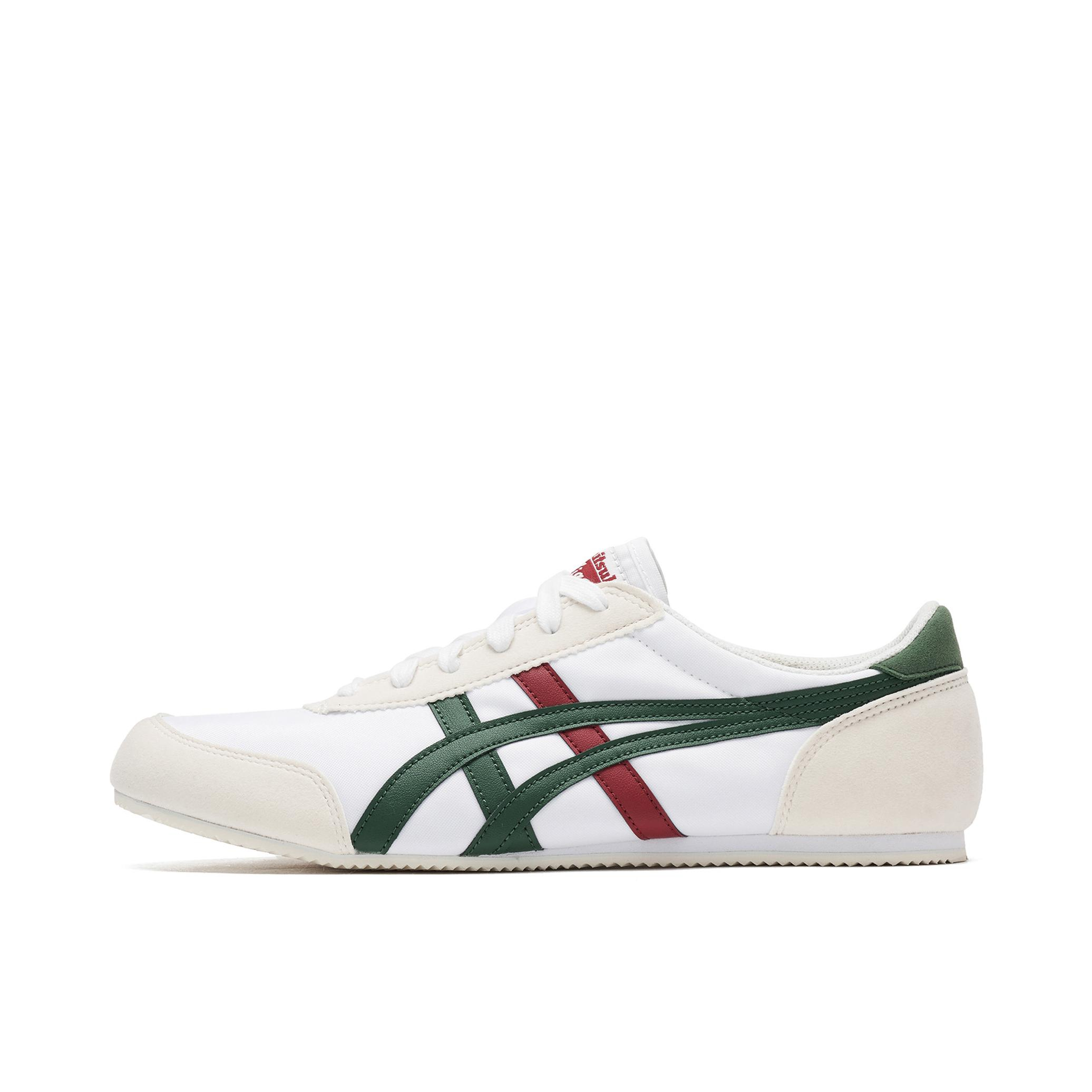 推荐商品：Onitsuka Tiger Track Trainer 运动休闲鞋 防滑耐磨减震透气舒适轻便复古时尚合成革织物易穿 White/Red 白绿