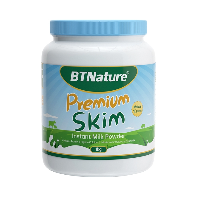 推荐商品：BTNature/贝特恩 家庭高钙脱脂奶粉 1kg 罐装 中老年蓝胖子无蔗糖补钙