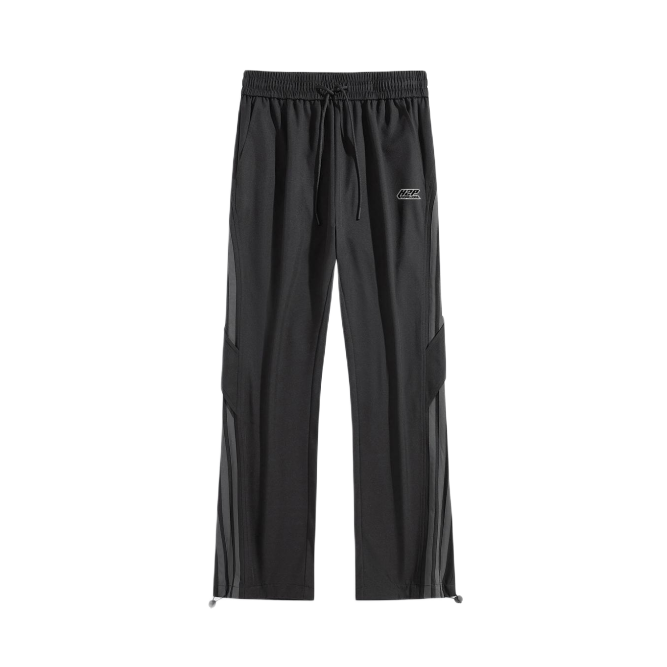 推荐商品：H2P 美式复古字母印花弧形贴布直筒休闲长裤 男女同款 HP003CK371 黑