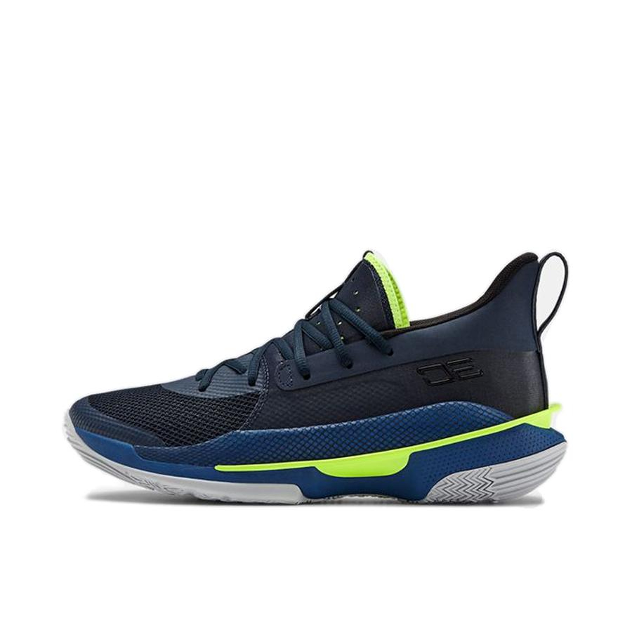 推荐商品：Under Armour/安德玛 Curry 7 实战缓冲 防滑耐磨 舒适透气 网布 圆头 合成革 篮球鞋 媒体日/深蓝