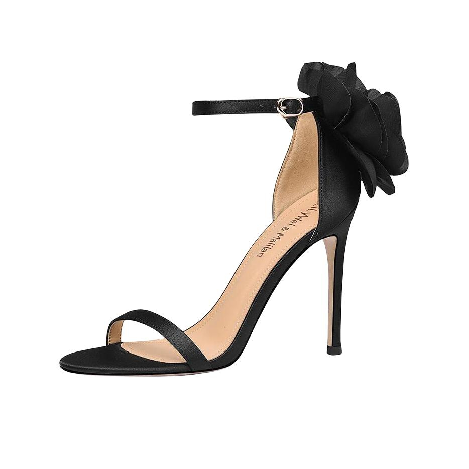 推荐商品：Lily Wei 细跟 露趾 一字带 高跟鞋 跟高6cm/黑色