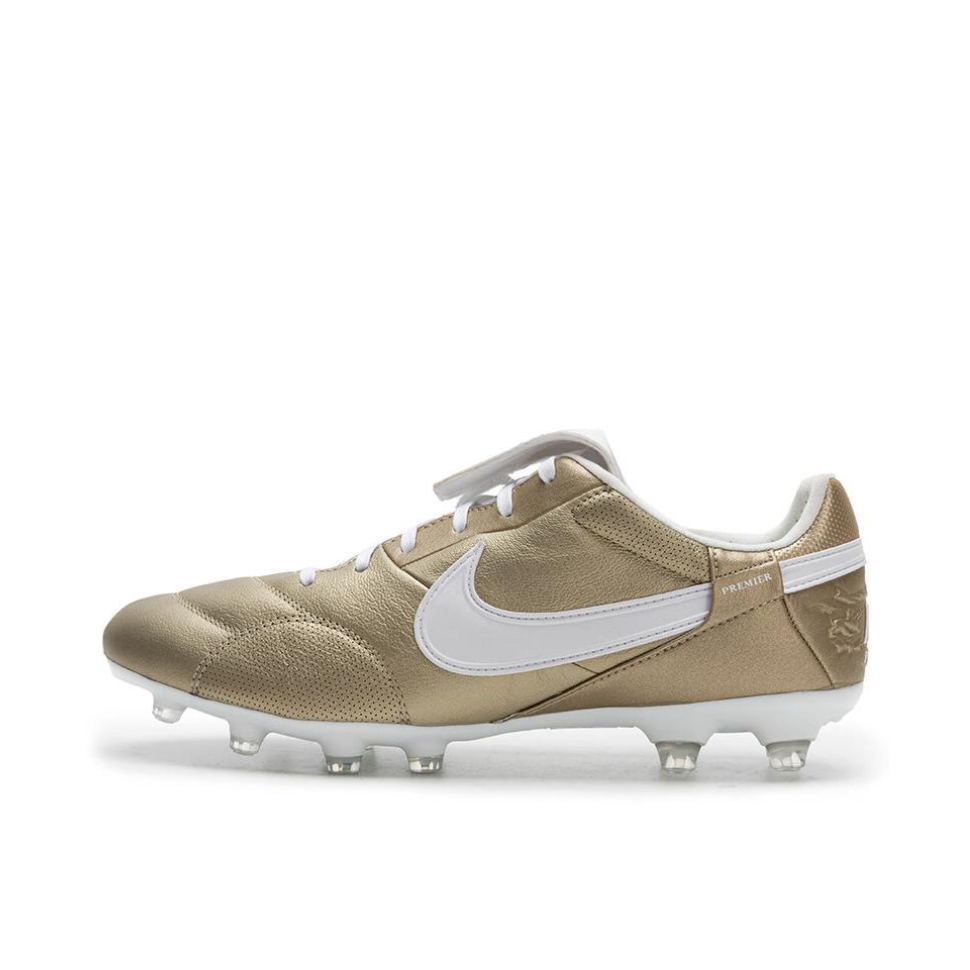 推荐商品：Nike Premier 3 FG 中端 胶质长钉 硬天然草场 抓地圆头 防滑耐磨 足球鞋  金色/白色