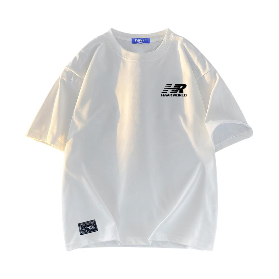 推荐商品：【俞更寅同款】HAVR 复古印花圆领薄款重磅纯棉短袖T恤 21A2201T923 白