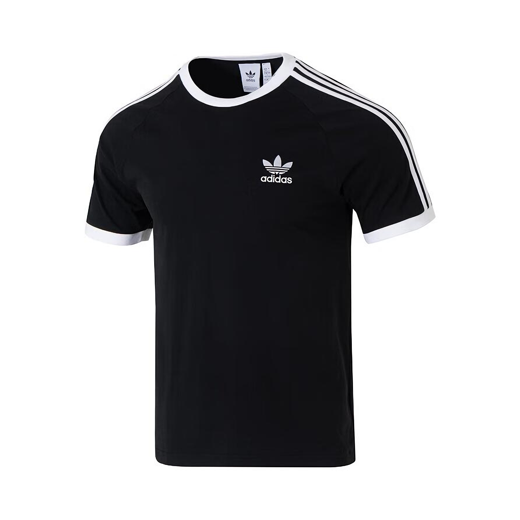 adidas Originals T恤 透气圆领三条纹凉爽修身套头短袖T恤 男女同款 KB2459 KB2460 黑