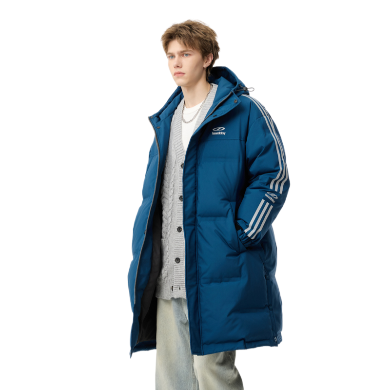 推荐商品：Dpx Workshop 保暖加厚长款连帽防寒羽绒服 D24D-88182 蓝