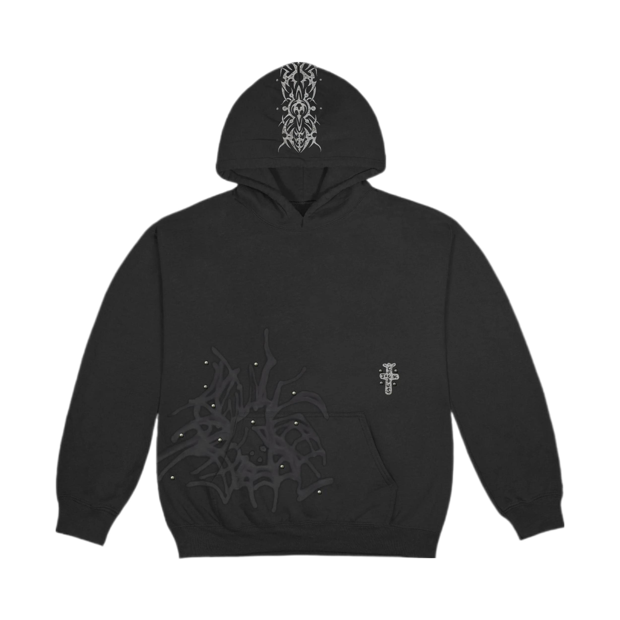 推荐商品：Travis Scott Cactus Jack 图案印花透气连帽卫衣 男女同款 TS-22FW007 黑