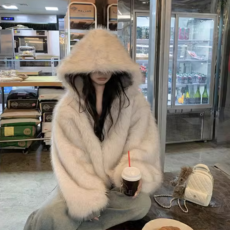 正反两穿厚毛毛定染毛呢外套 女装 基础色