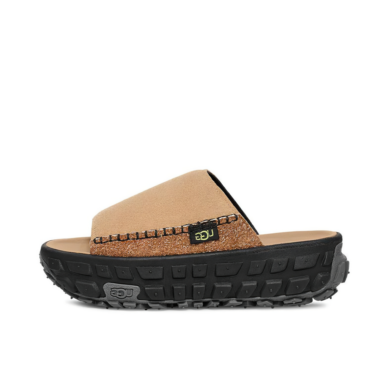 推荐商品：UGG Venture Daze 露趾套脚 舒适休闲 一字拖鞋 棕色/曜石黑