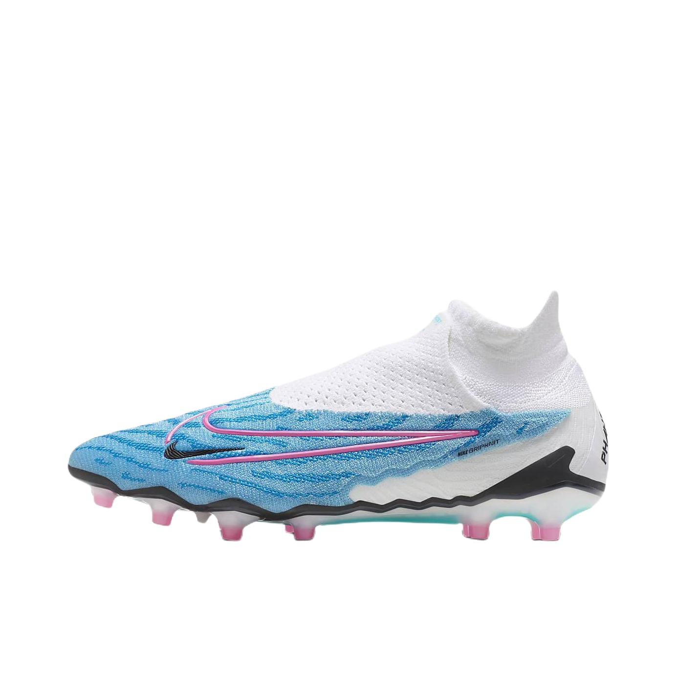 推荐商品：Nike Phantom GX Elite DF FG SE 顶级 胶质长钉 天然草地 防滑耐磨织物 足球鞋 AG/白色/蓝色/黑色