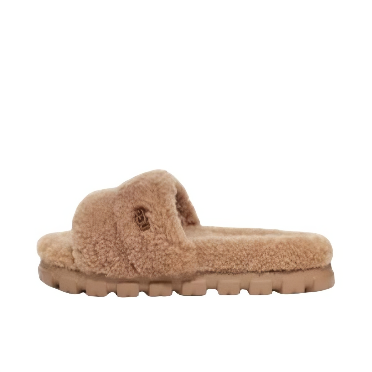 推荐商品：UGG Cozetta Curly Graphic Slipper 简约时尚 舒适外穿露趾 平底 秋冬 加绒保暖 一字 冬季拖鞋 栗色
