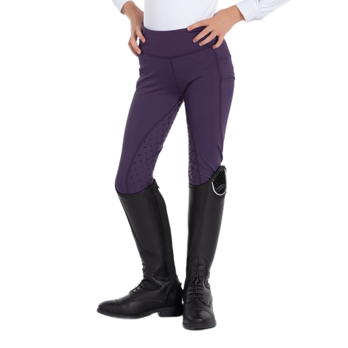 推荐商品：horseleader童装 高弹硅胶骑马训练马术运动长裤 女中大童 6118 桑葚紫