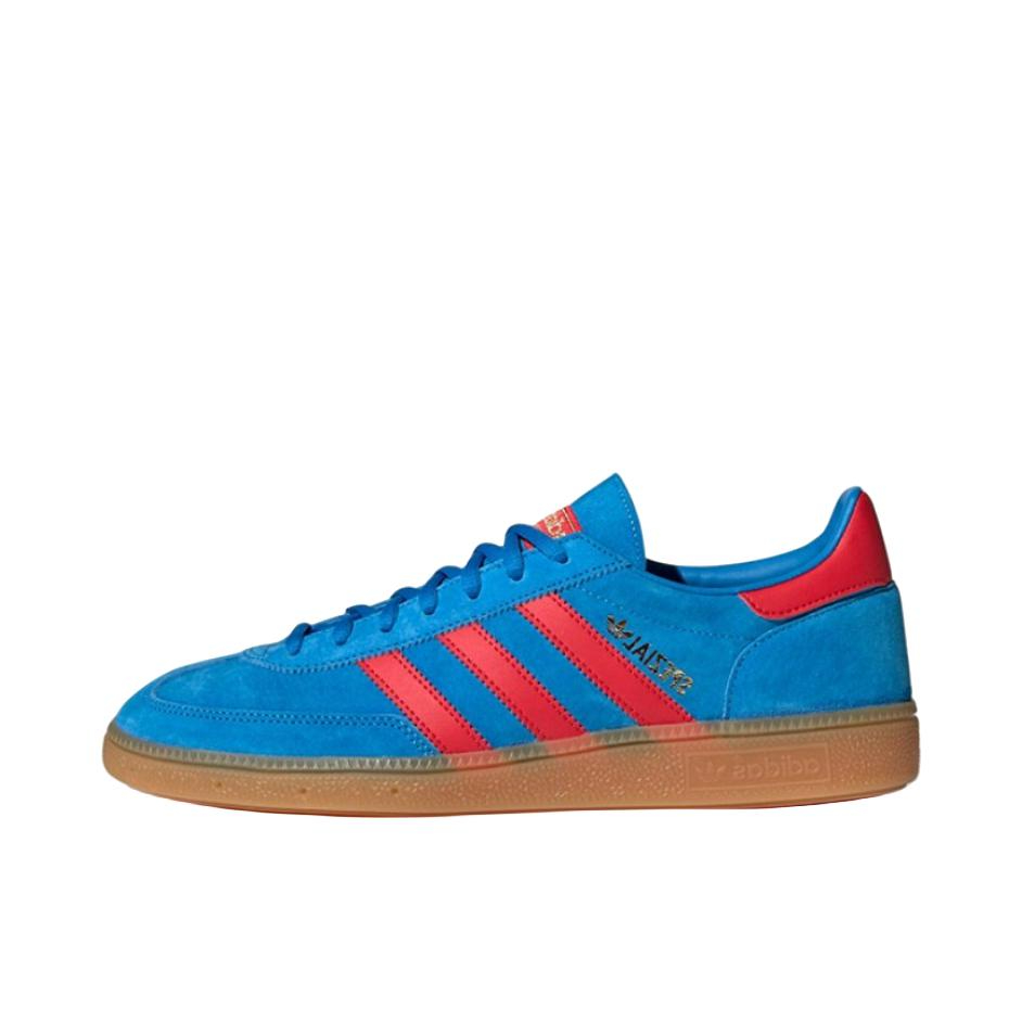 推荐商品：adidas Originals Handball Spezial 薄底鞋 T头鞋 德训鞋 板鞋 简约百搭复古轻便防滑耐磨贴合圆头耐穿 亮蓝/红色/金属金