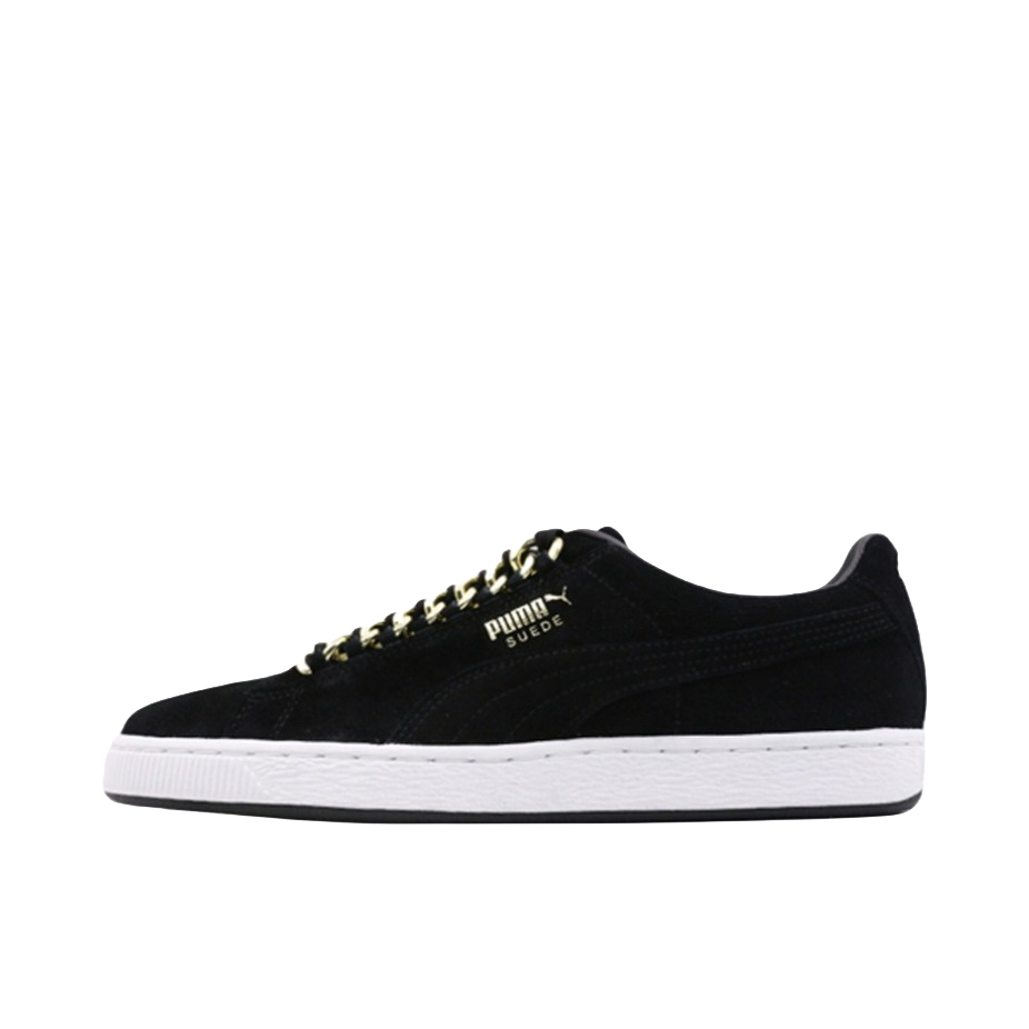 推荐商品：Puma/彪马 Suede Classic 面包鞋 板鞋 舒适百搭防滑耐磨轻便透气复古低帮圆头 Black/Metallic Gold 黑白金属链子