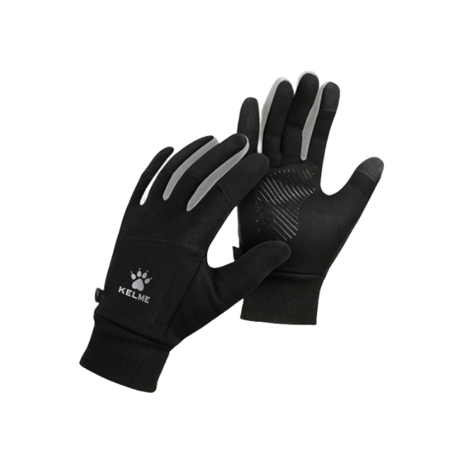 KELME 手套 骑车毛线防风寒保暖健身可触屏防寒加厚加绒全掌手套 1390008 黑色