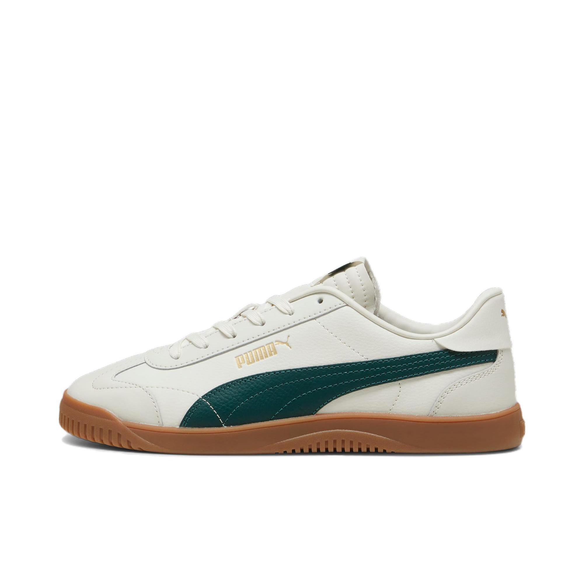 推荐商品：Puma/彪马 Club 5v5 板鞋 T头拼接复古百搭防滑耐磨薄底舒适缓震 灰色/深绿色/金色