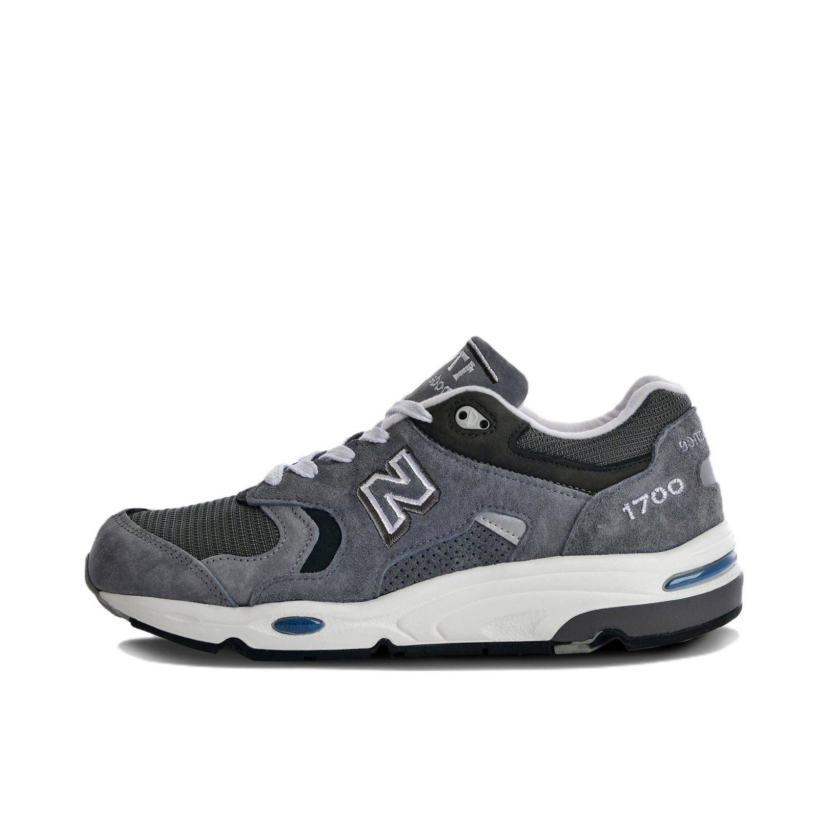 推荐商品：New Balance 1700 跑鞋 绒面革织物合成革复古减震耐磨透气防滑马拉松皮革舒适 灰色 