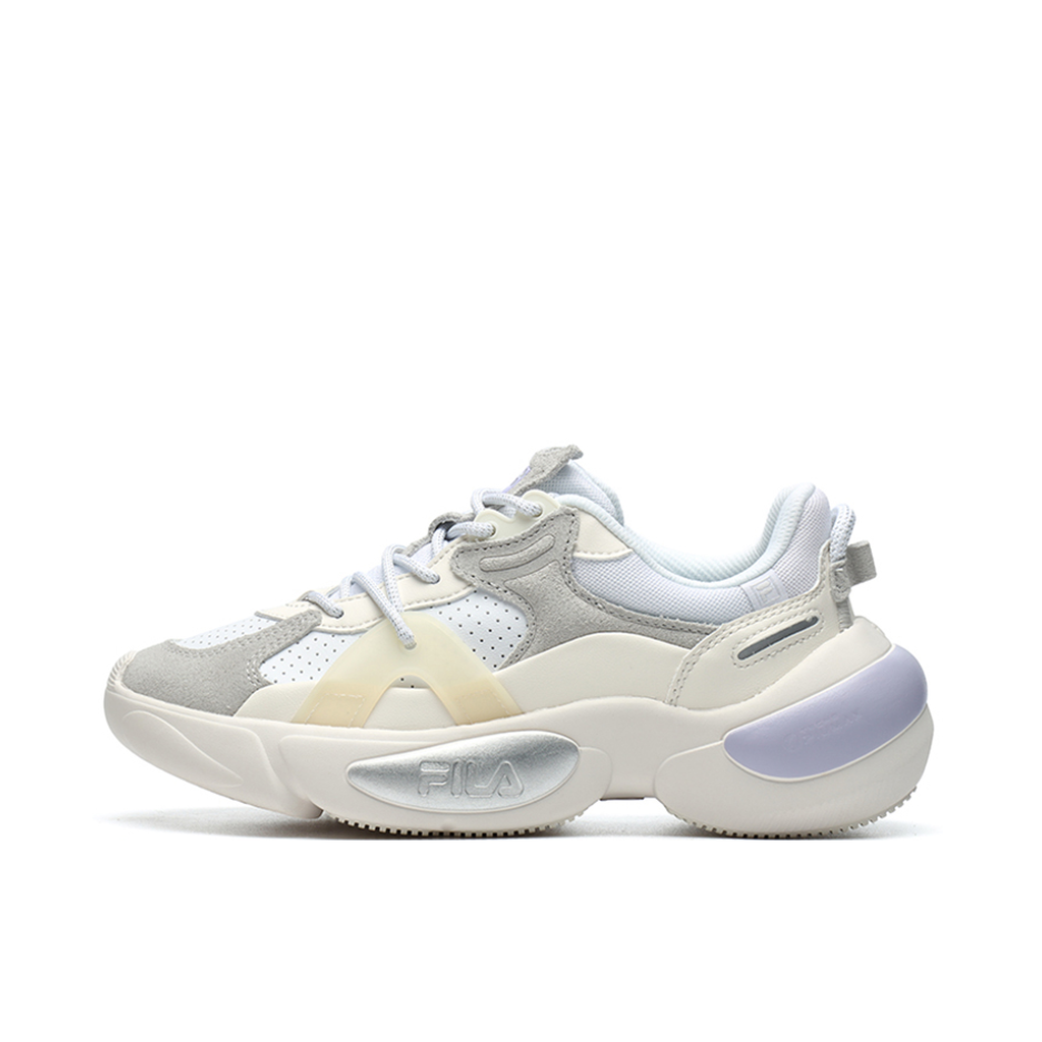 推荐商品：FILA/斐乐 Cloud 织物 绒面皮 潮流 缓震 防滑耐磨 低帮 运动休闲鞋 白色/灰色/紫色