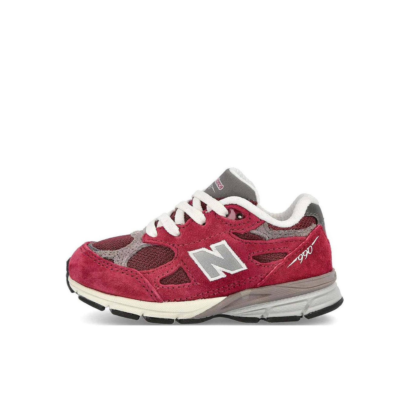 New Balance 990 v3 透气 耐磨 圆头 运动鞋儿童 M宽/小童/红色/米色