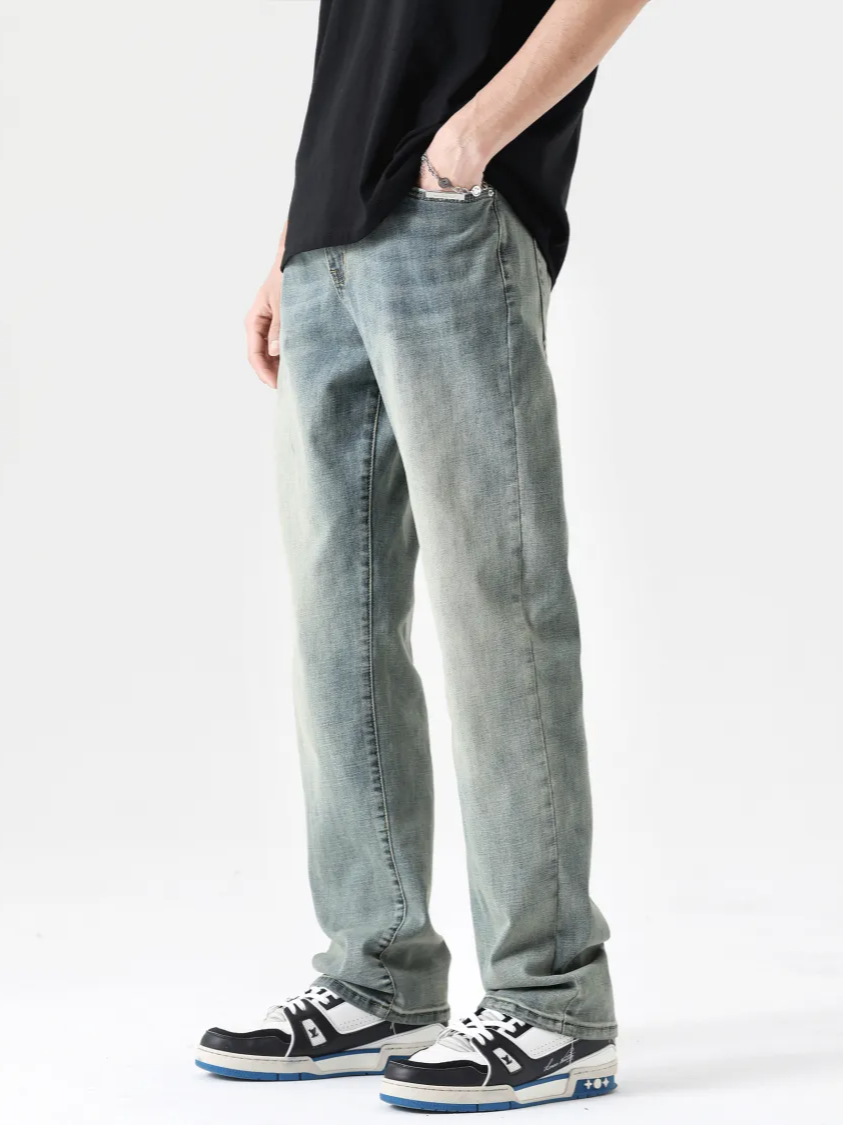 推荐商品：【甘望星同款】Unknowtal Cleanfit弹性水洗做旧直筒牛仔长裤 UNK21118 水洗蓝