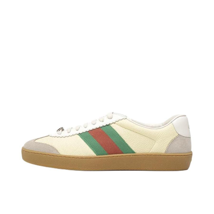 推荐商品：Gucci Ace 板鞋 德训鞋 时尚舒适休闲运动拼接织带牛皮圆头 黄色