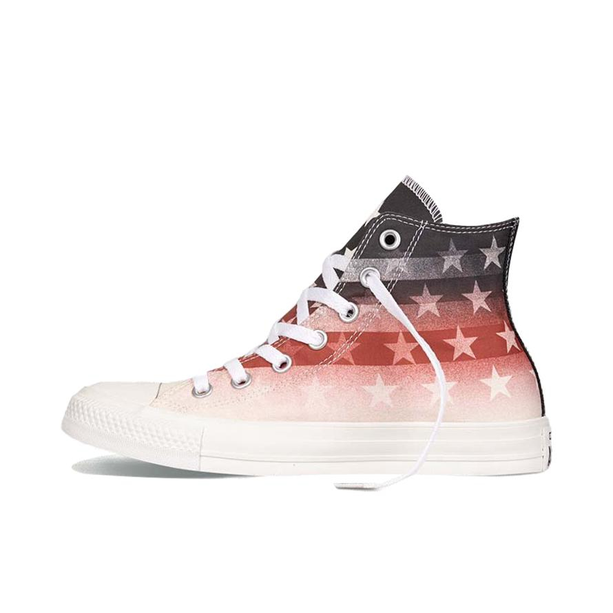 推荐商品：Converse/匡威 Chuck Taylor All Star 帆布鞋 常青款轻便防滑耐磨百搭复古圆头减震贴合高帮 Fall Women Gradient Stripes Star 星星印花Hi