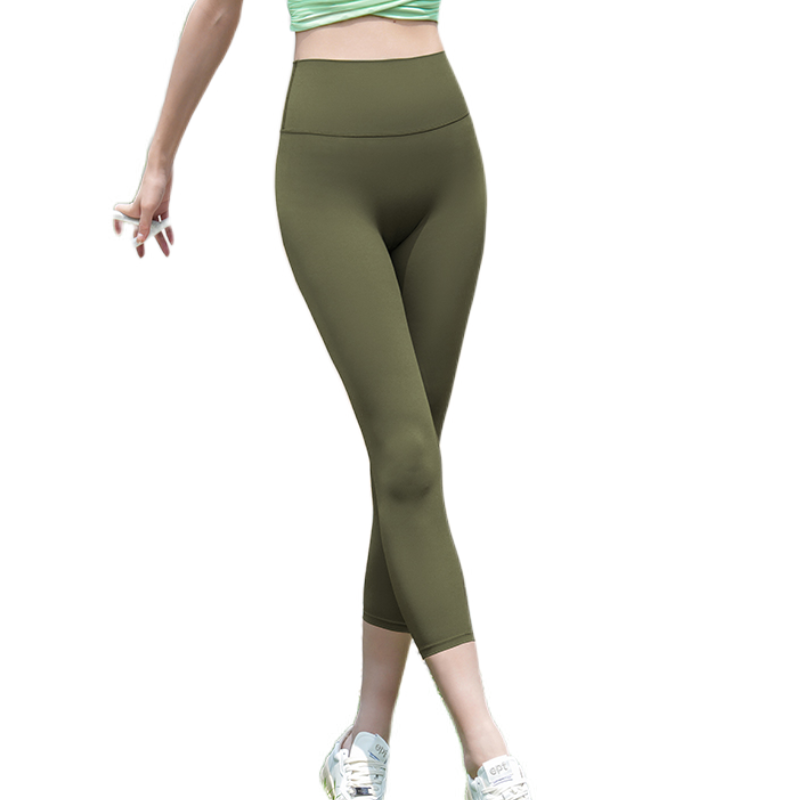 推荐商品：爱暇步  提臀透气八分高腰外穿无尴尬线打底裤 女装 X42058NSY 橄榄绿