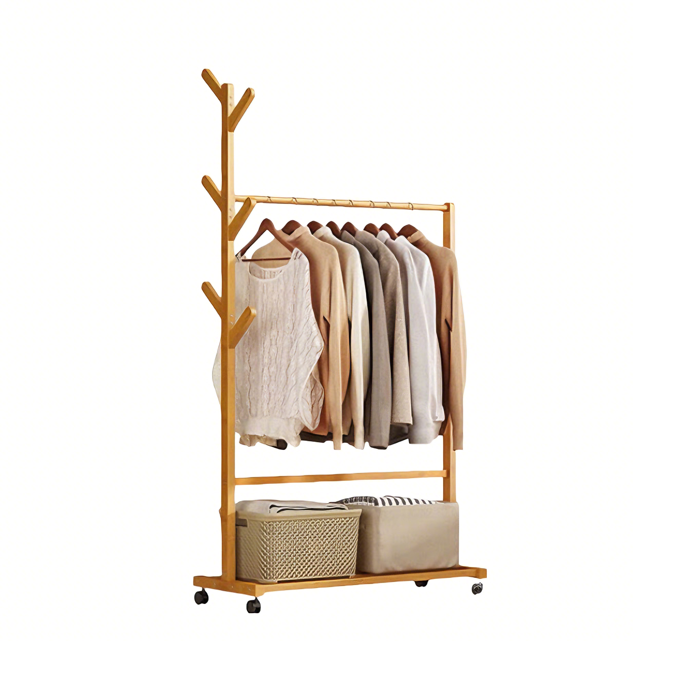 推荐商品：安尔雅 楠竹 单杆 多功能衣帽架