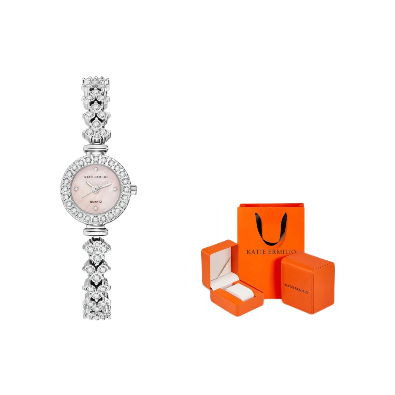 推荐商品：Katie Ermilio 美人鱼闪耀小链轻奢INS风镶钻防水石英女士手表