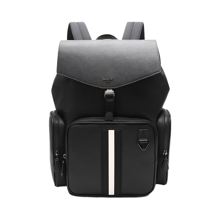 推荐商品：BALLY/巴利 MYTHOS 经典款红白条纹大容量双肩包 