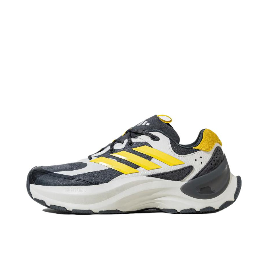 推荐商品：adidas Maxxwavy 跑鞋 缓震耐磨厚底增高织物回弹 深灰色/银灰色/黄色/矾土棕
