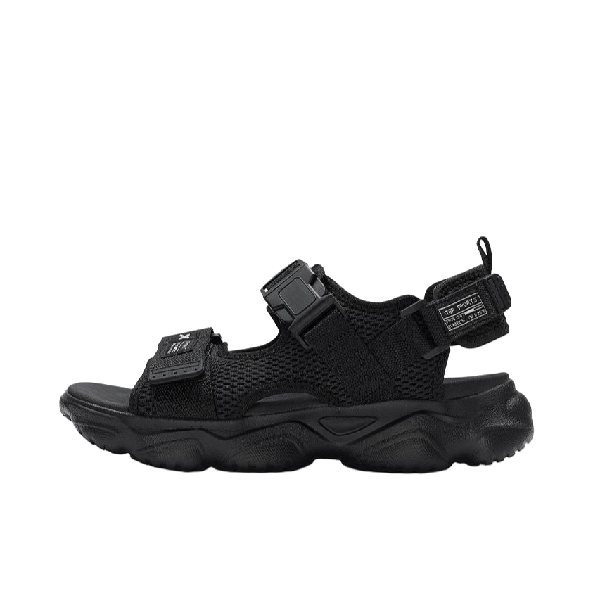 推荐商品：Xtep/特步 简约 低帮 沙滩 露趾 软底增高 魔术贴 户外轻便 厨师鞋 凉鞋 876219500005 黑色