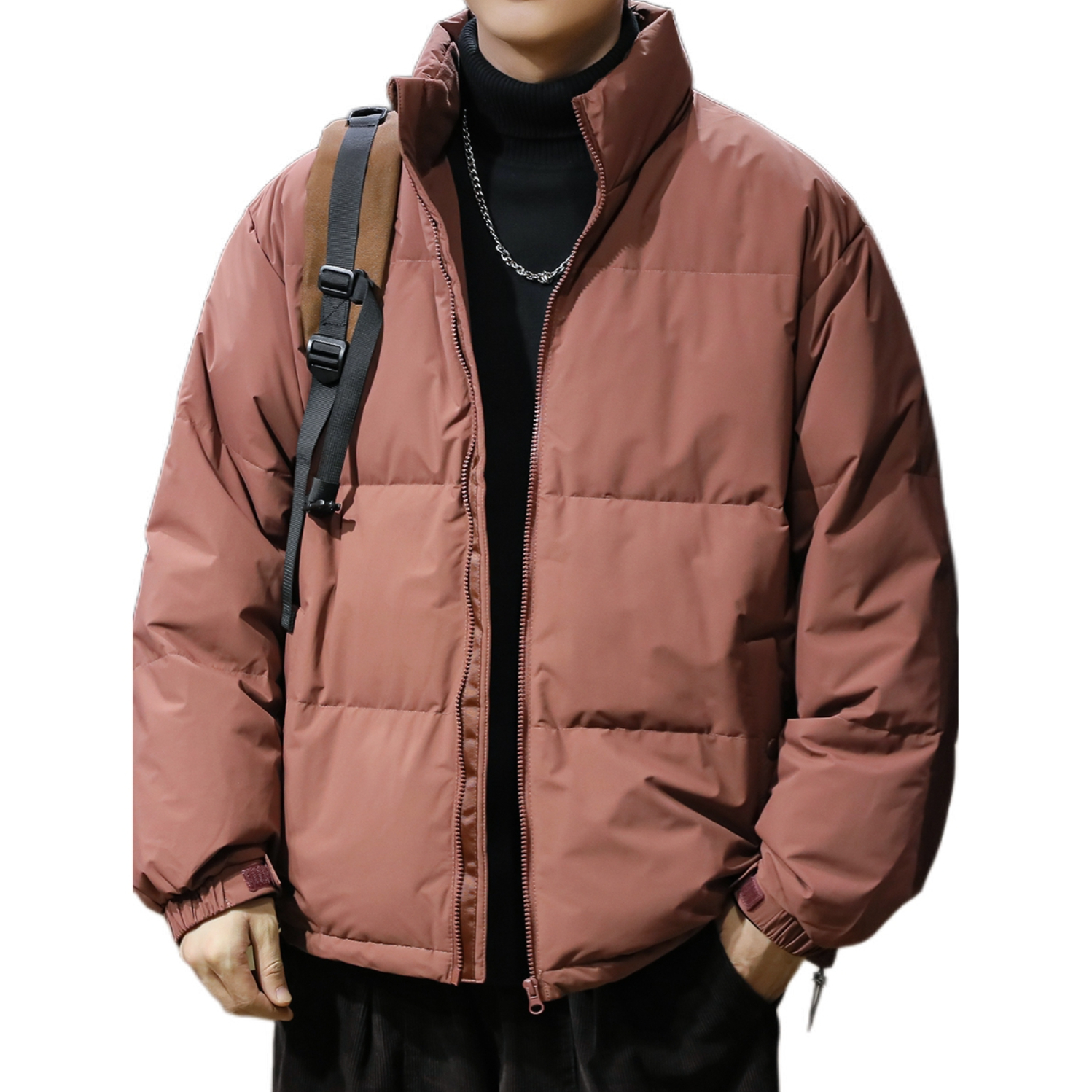 推荐商品：威纳派 美式复古拉链保暖亲肤羽绒服 TH-5478233S 栗褐