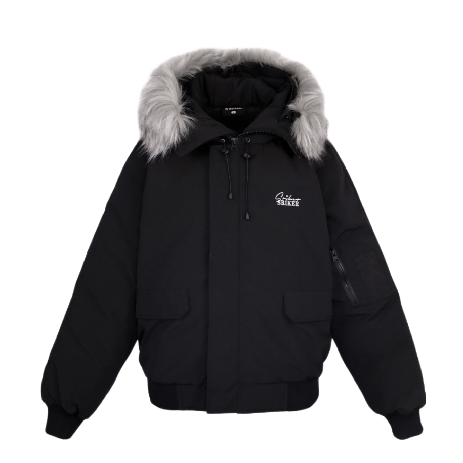 推荐商品：SRIKER 保暖拉链连帽插肩袖棉服 S-24FW 黑