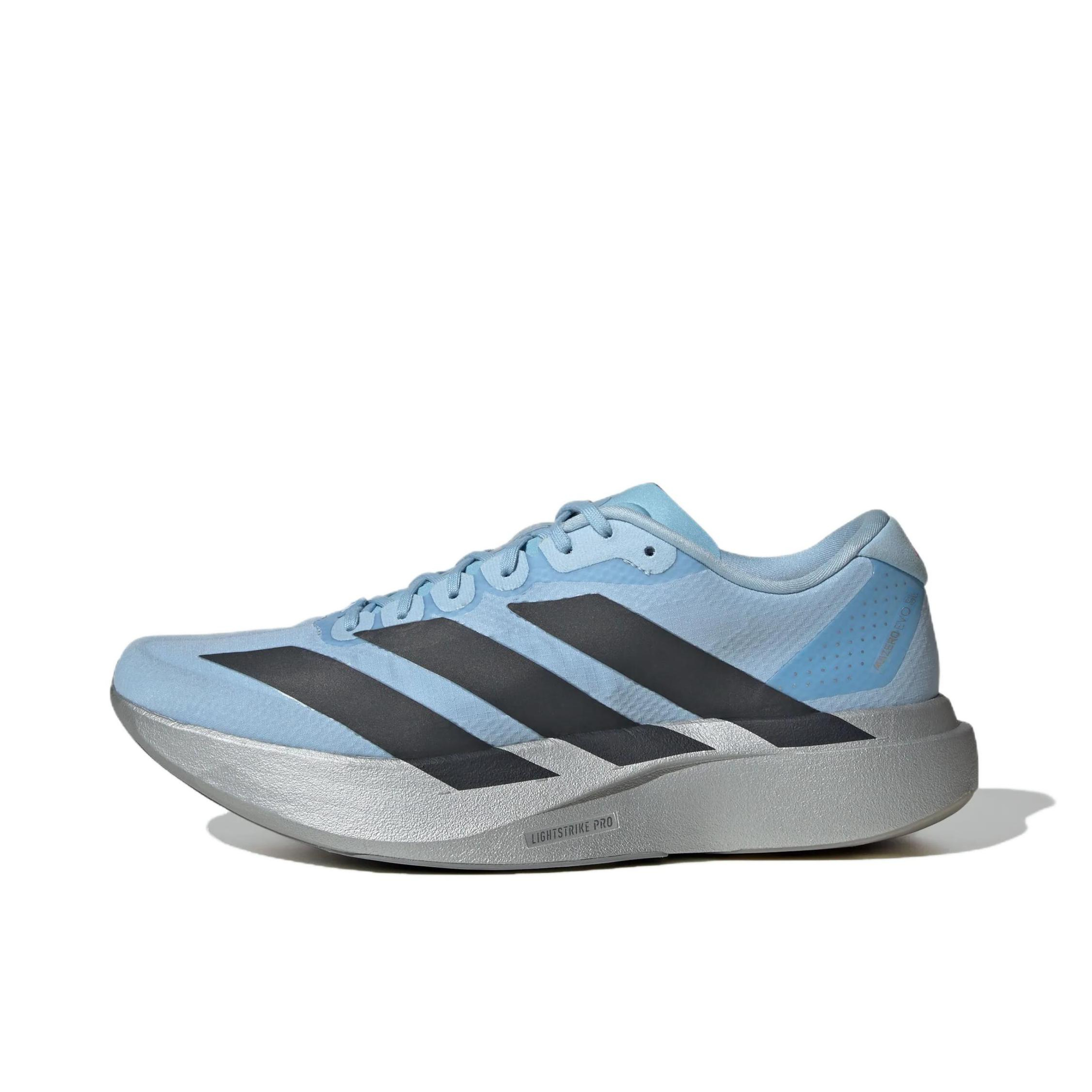 推荐商品：【梅西同款】 adidas Adizero Evo SL 跑鞋 缓震防滑圆头轻便运动马拉松竞速训练 蓝色/黑色/金属银