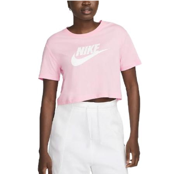 Nike 女装 W NSW TEE ESSNTL CRP ICN FTRA 简约风短款时尚罗纹百搭运动Logo印花圆领短袖T恤 BV6175