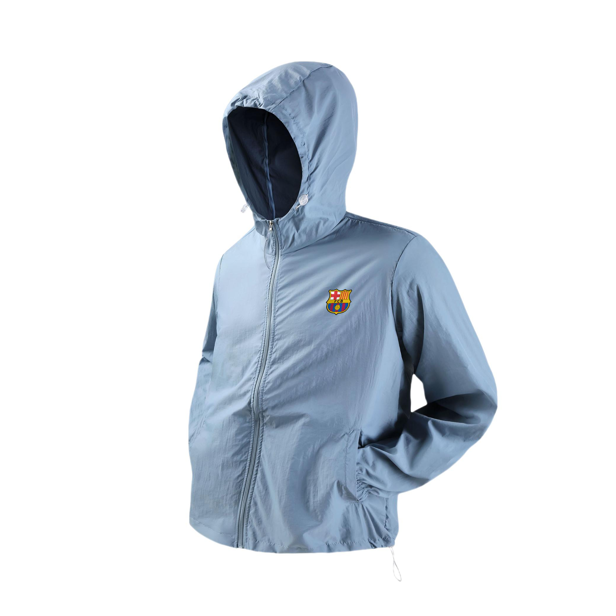 推荐商品：Barcelona/巴塞罗那 UPF50+防紫外线薄款凉感直筒连帽防晒衣 BS-XFFSY40102 天蓝