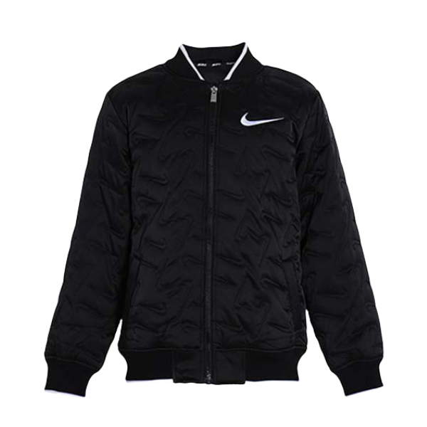 推荐商品：Nike童装 防风保暖棒球领拉链梭织加绒内里棉服中大童 D03684 黑