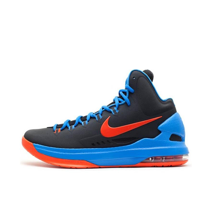 推荐商品：Nike Zoom KD 5 轻便舒适 防滑耐磨 圆头 织物 合成革 实战 篮球鞋 Thunder Away 黑色/橙色