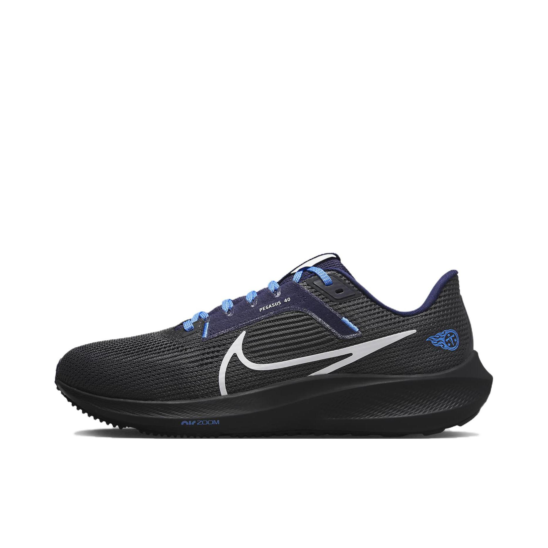 推荐商品：Nike Air Zoom Pegasus 40 跑鞋 缓震网面透气轻质飞马田径训练回弹支撑圆头 深灰/蓝色