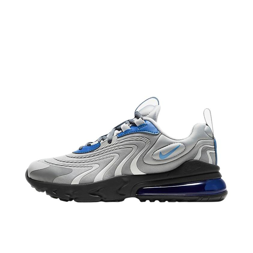 推荐商品：Nike Air Max 270 React ENG 跑鞋 气垫缓震防滑耐磨舒适轻便复古织物 GS/蓝色/银色