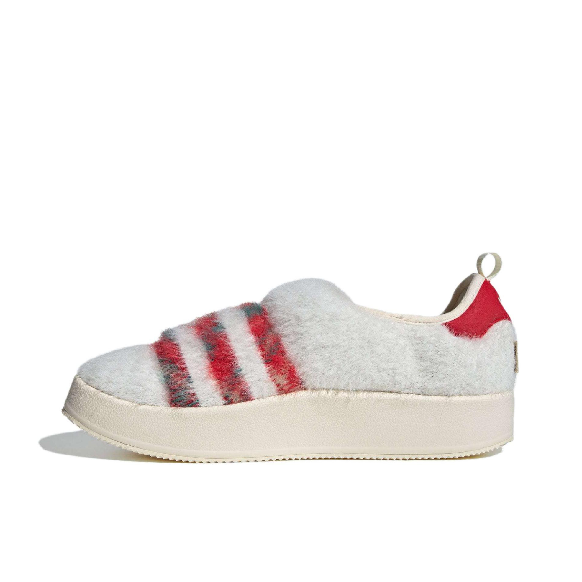 推荐商品：adidas originals Puffylette 运动休闲鞋 防滑耐磨缓震防水织物圆头 白色/红色