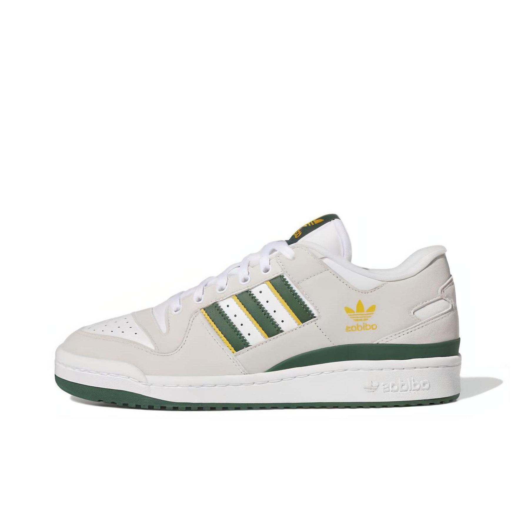 推荐商品：adidas Originals Forum 板鞋 轻便复古防滑时尚魔术贴篮球风薄底包裹性 白色/米色/绿色