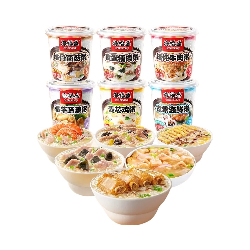 推荐商品：海福盛 冻干速食粥 桶装 多口味组合 充饥夜宵学生宿舍方便速食懒人食品营养早餐 冲泡代餐非油炸免煮