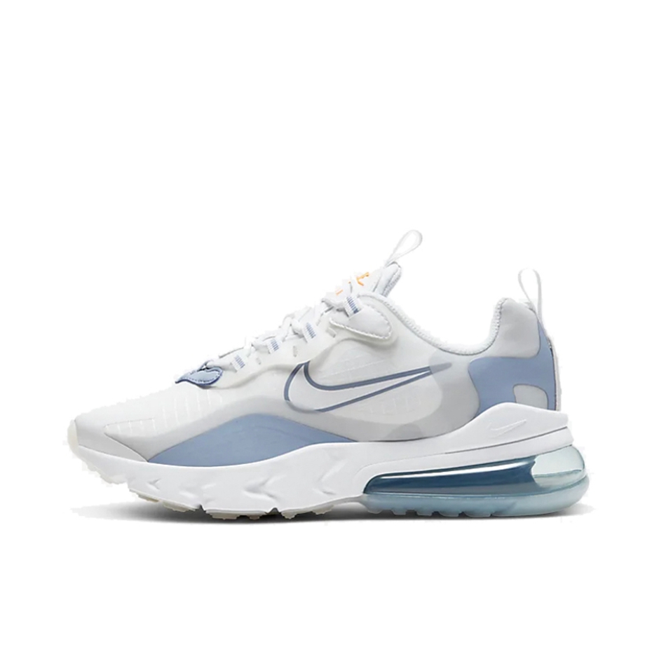 推荐商品：Nike Air Max 270 React 跑鞋 气垫缓震耐磨舒适透气复古拼接圆头回弹 White Half Blue 白灰蓝