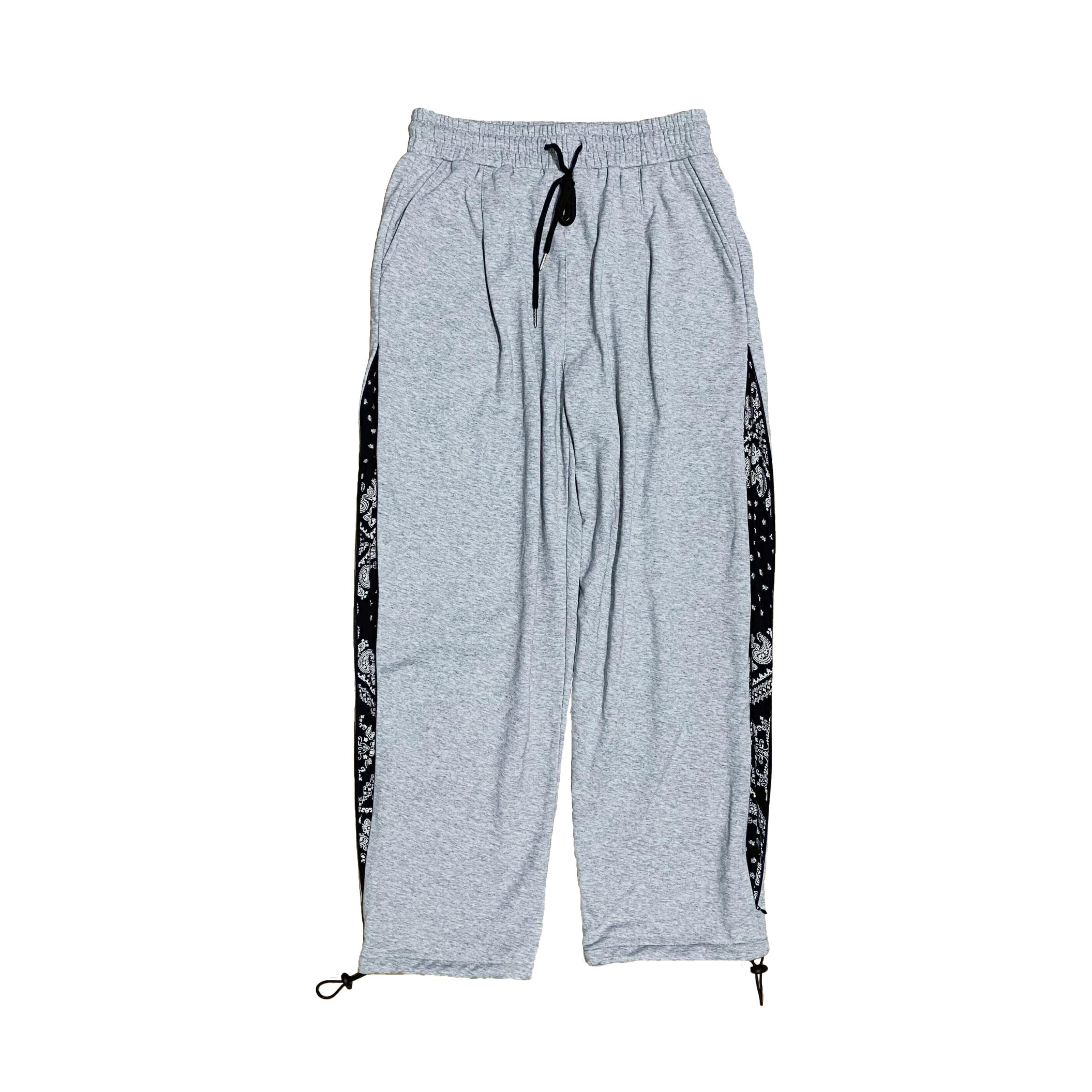 ICEREVERIE 抽绳拼接复古腰果花直筒拉链休闲长裤 男女同款