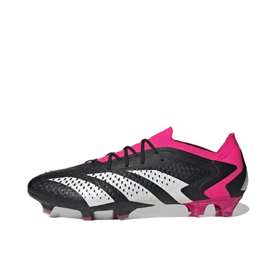 推荐商品：adidas Predator Accuracy.1 FG 高端 胶质长钉 天然草地 防滑耐磨 足球鞋 低帮/黑色/粉红